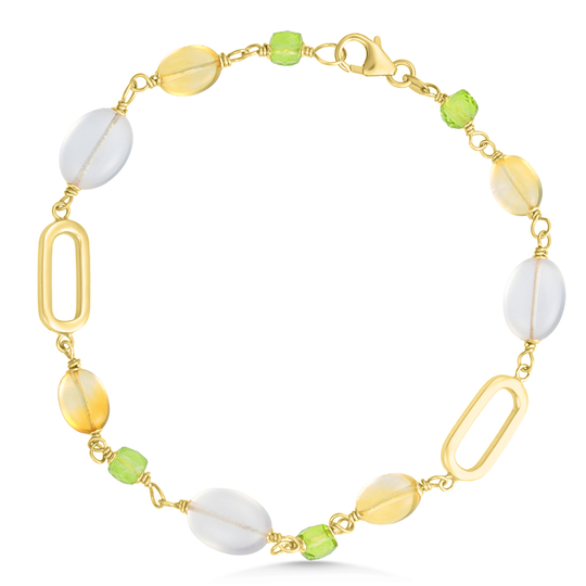 9ct Gold Peridot & Quartz Bracelet