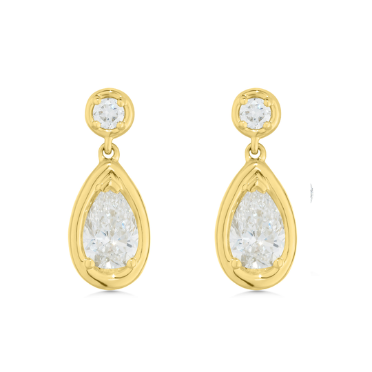 9ct Bezel Pear Drop Earrings
