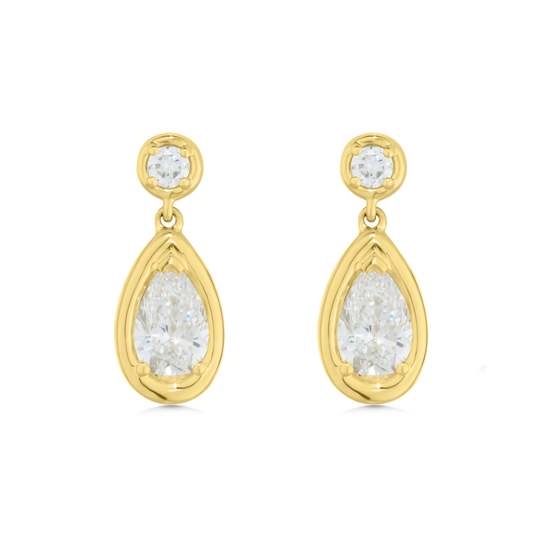 9ct Bezel Pear Drop Earrings