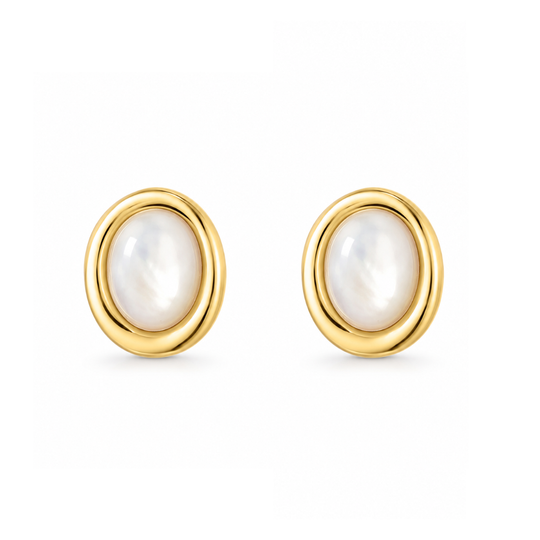 9ct Cabochon Cut Mother of Pearl Studs