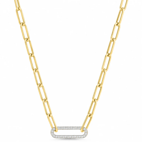 9ct Diamond Paperclip Link Necklace