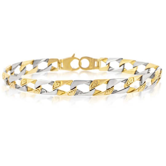 9ct Gent's White & Yellow Gold Link Bracelet