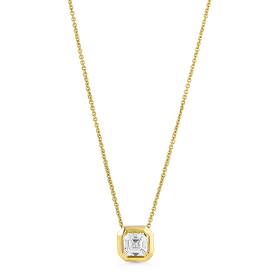 9ct Gold Asscher Cut Diamond Pendant