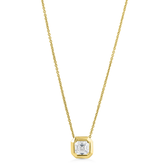 9ct Gold Asscher Cut Diamond Pendant