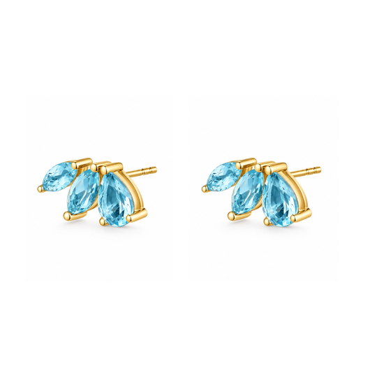 9ct Gold Blue Topaz Stud Earrings