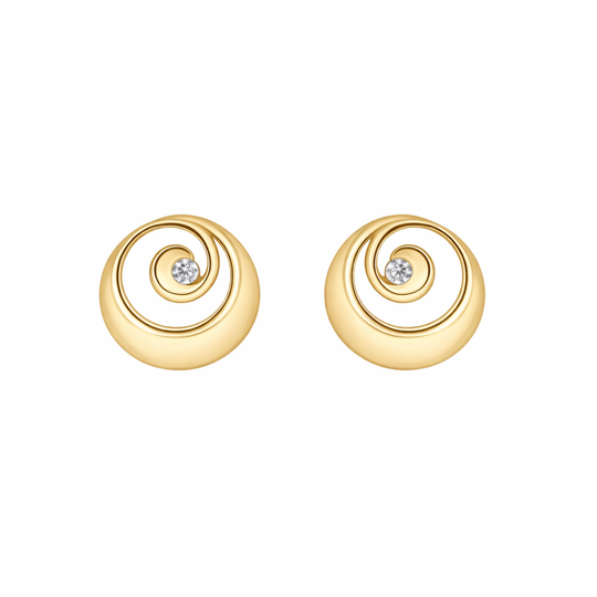 9ct Gold CZ Round Swirl Studs