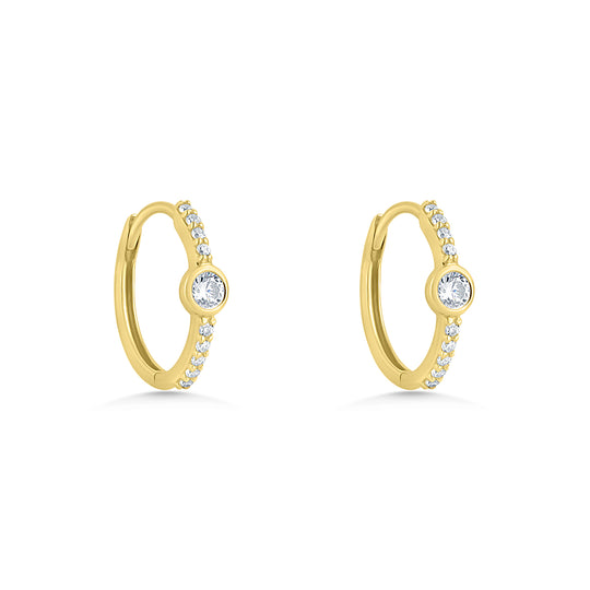9ct Gold CZ Rubover Huggie Earrings