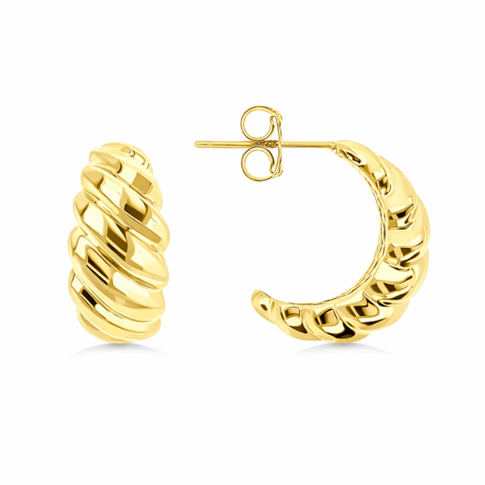 9ct Gold Croissant Hoop Earrings