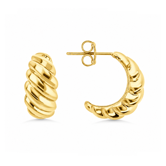 9ct Gold Croissant Hoop Earrings