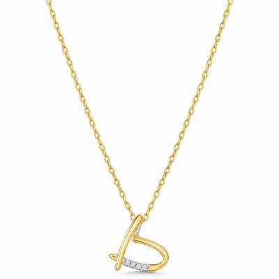 9ct yellow gold heart diamond pendant