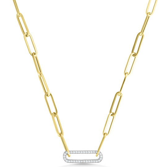 9ct Gold Diamond Paperclip Link Necklace