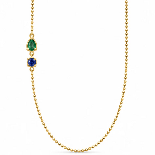 9ct Gold Emerald & Sapphire Duo Charm Necklace