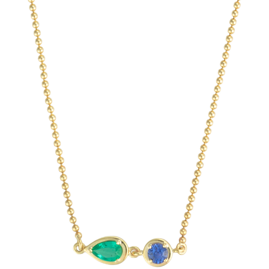9ct Gold Emerald & Sapphire Necklace