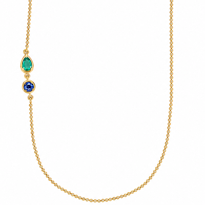 9ct Gold Emerald & Sapphire Necklace