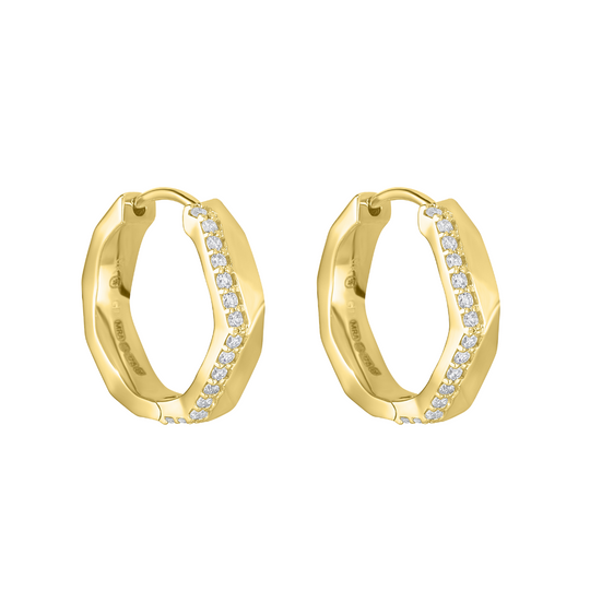 9ct Gold Faceted Diamond Hoops
