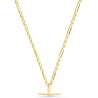 9ct Gold Figaro Belcher T-Bar Pendant