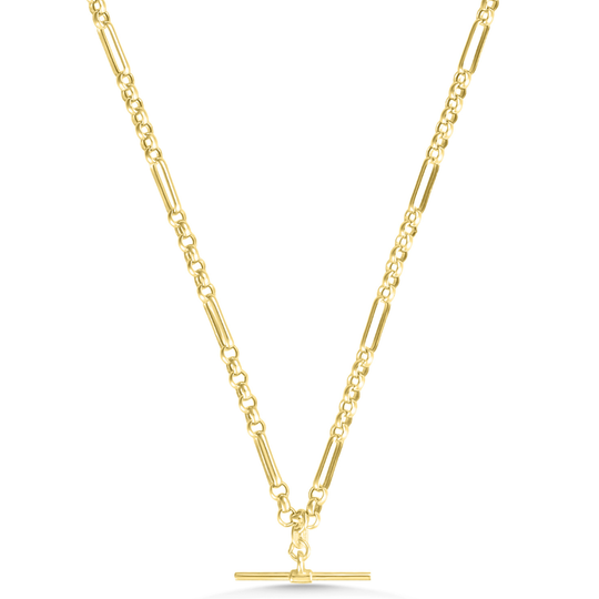 9ct Gold Figaro Belcher T-Bar Pendant