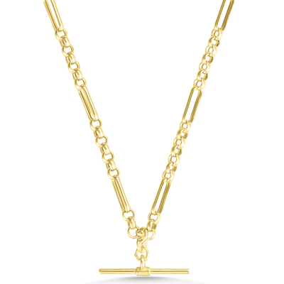 9ct Gold Figaro Belcher T-Bar Pendant
