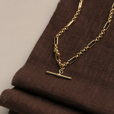 9ct Gold Figaro Belcher T-Bar Pendant