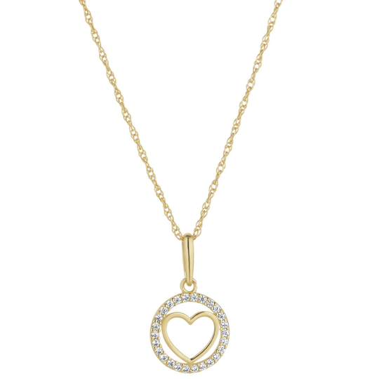9ct Gold Heart CZ Pendant