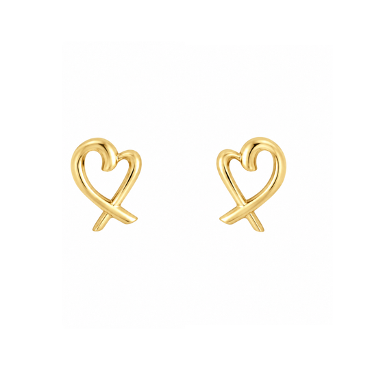 9ct Gold Heart Stud Earrings