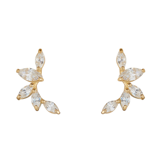 9ct Gold Marquise Cluster Climber Earrings
