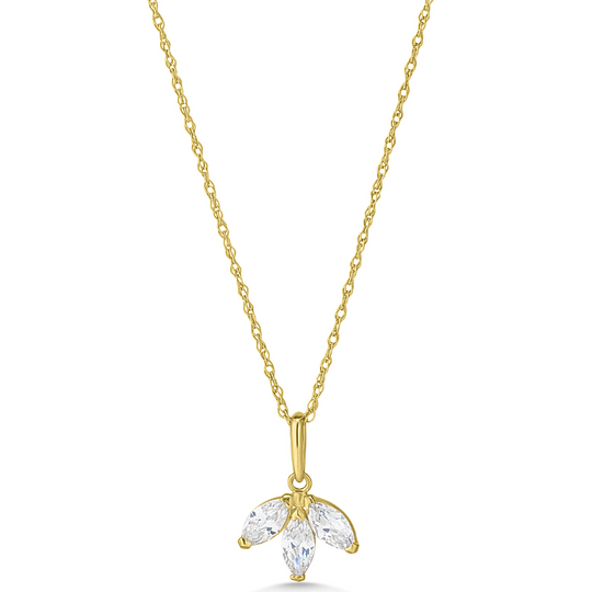 9ct Gold Marquise Trio CZ Pendant