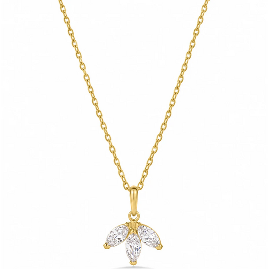 9ct Gold Marquise Trio CZ Pendant