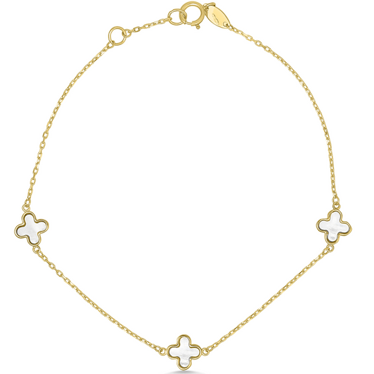 9ct Gold Mother of Pearl Clover Bracelet