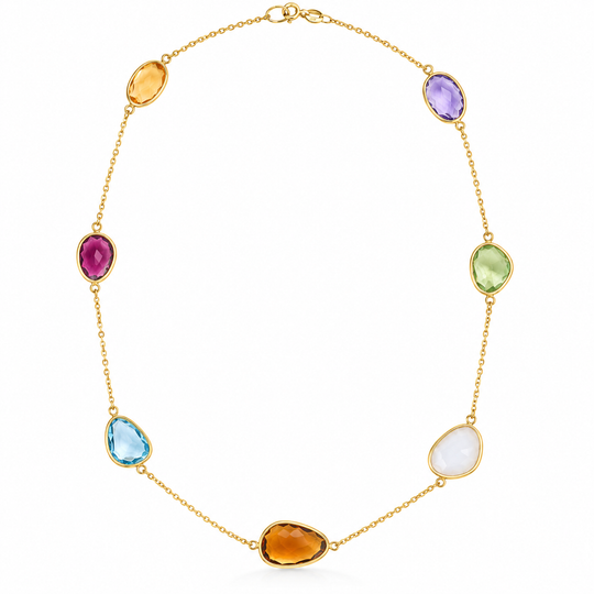 9ct Gold Multi Gemstone Necklace