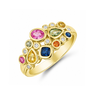 9ct Gold Multi Sapphire Ring