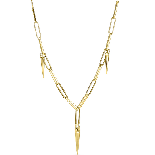 9ct Gold Paper Link Dagger Necklace