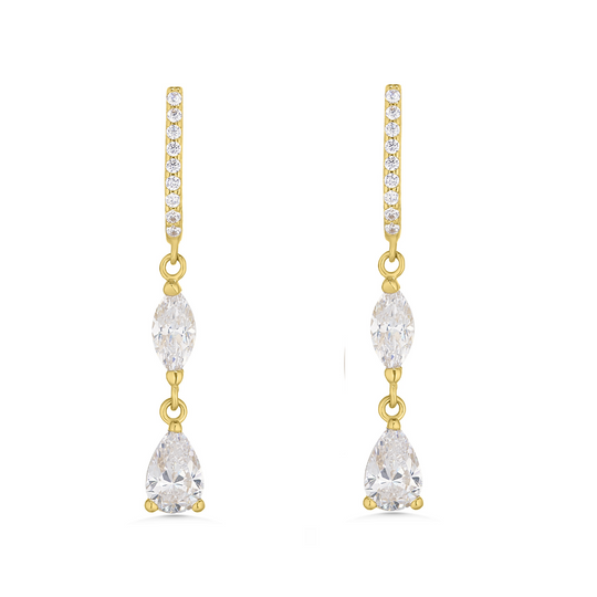 9ct Gold Pear & Marquise Cut Drops