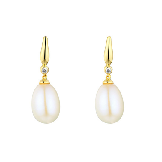 9ct Gold Pearl & Diamond Drops