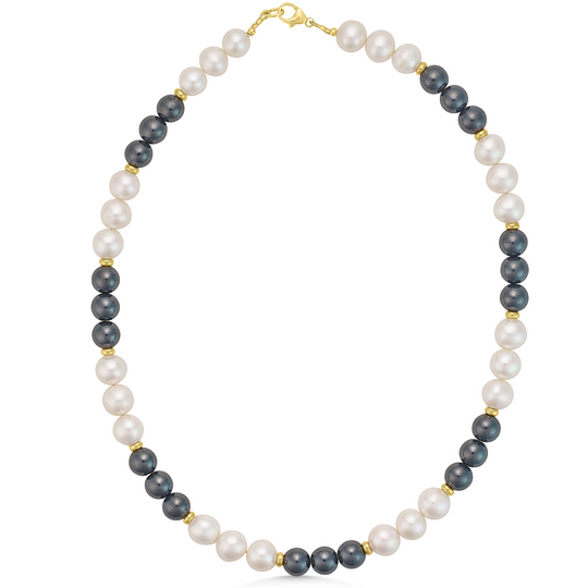 9ct Gold Pearl & Hematite Necklace
