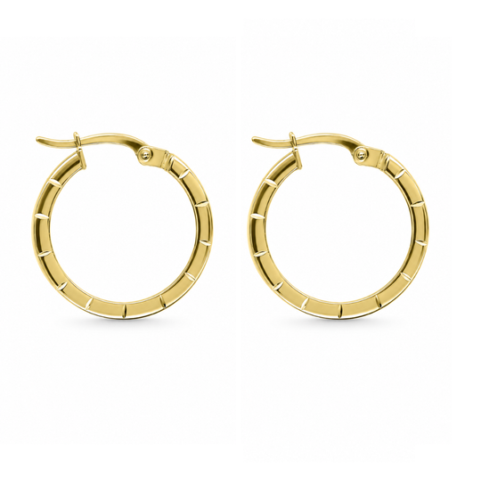 9ct Gold Ridged Hoop Earrings