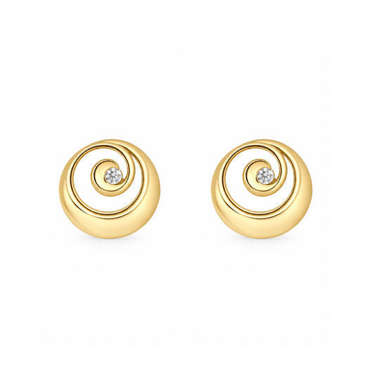9ct Gold Round Swirl Studs