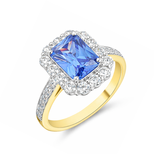 9ct Gold Sapphire Style Halo Ring
