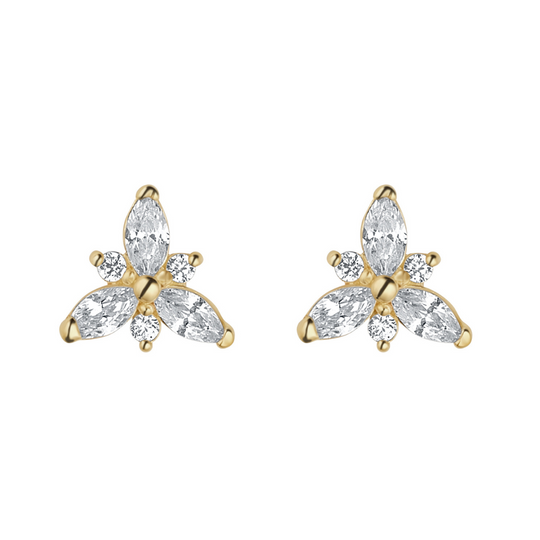 9ct Gold Sparkle Floral Studs