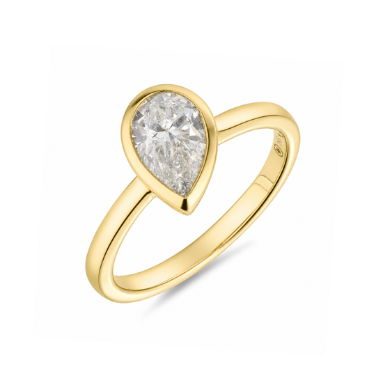 9ct Gold Tilted Pear Cut Ring