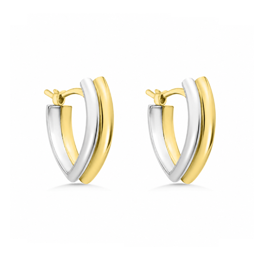 9ct Gold Two Tone Sculptural Hoops