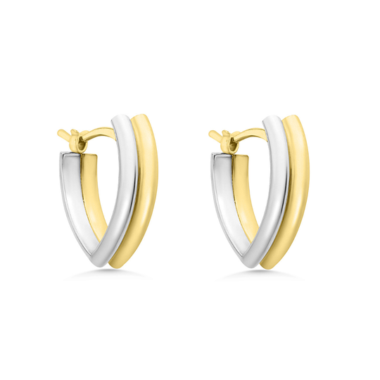 9ct Gold Two Tone Sculptural Hoops