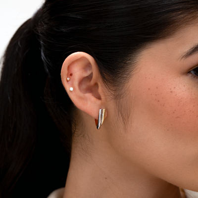 9ct Gold Two Tone Sculptural Hoops