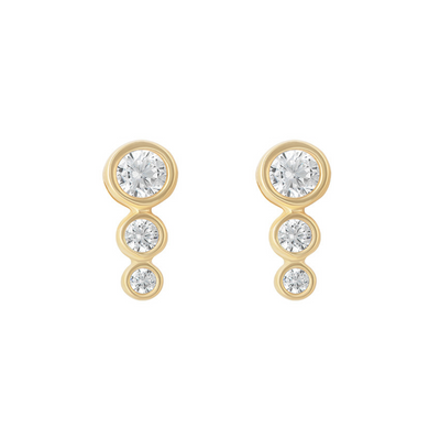 9ct Gold CZ Graduated Stud Earrings
