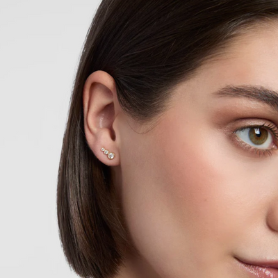 9ct Gold CZ Graduated Stud Earrings