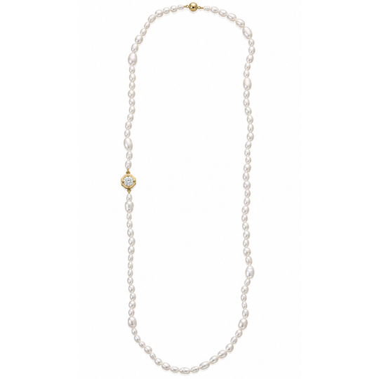 9ct Handcrafted Pearl & Diamond Charm Necklace