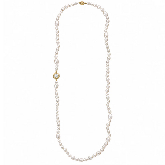 9ct Handcrafted Pearl & Diamond Charm Necklace