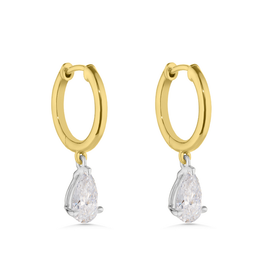 9ct Pear Cut Diamond Hoops