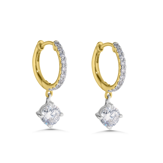 9ct Round Brilliant Cut Diamond Hoops