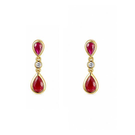9ct Ruby & Diamond Earrings